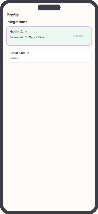 Profile integrations list